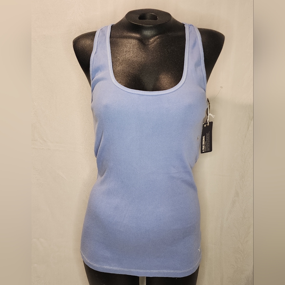 American Eagle NWT Blue Ribbed Long Racerback Tank